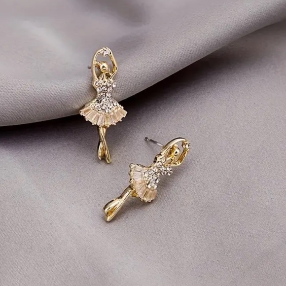 BALLERINA RHINESTONE STUDS Earrings, Nutcracker Earrings, Ballerina Earrings - Picture 2 of 5